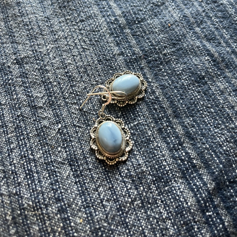 Blue Botswana Agate Earrings